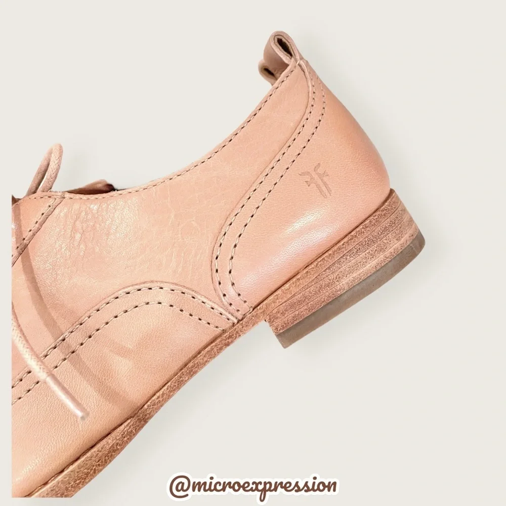 $328 Frye Grace Oxford Light Pink Real Leather Lace Up Casual Formal Work Flat - Picture 12 of 16